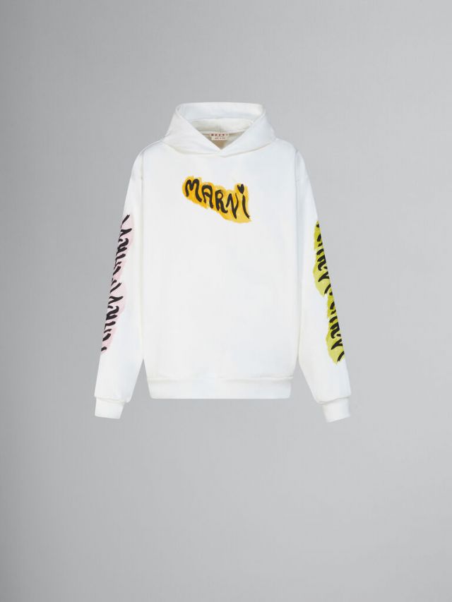MARNI】White Print Organic Cotton Hoodie - INTERNATIONAL